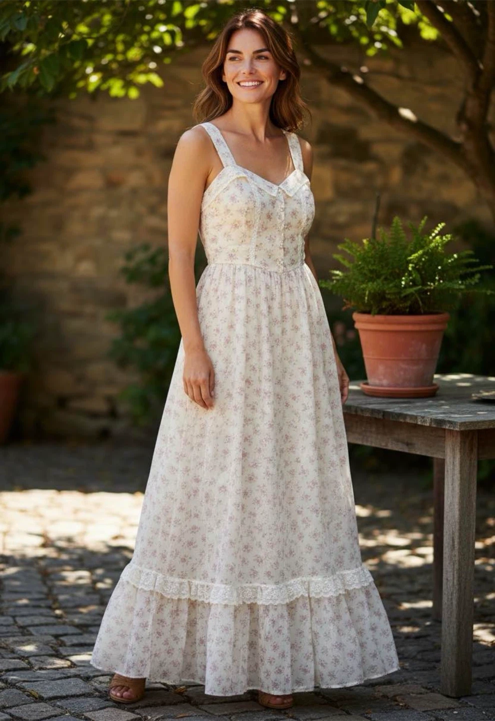 Gunne Sax Floral Maxi Dress