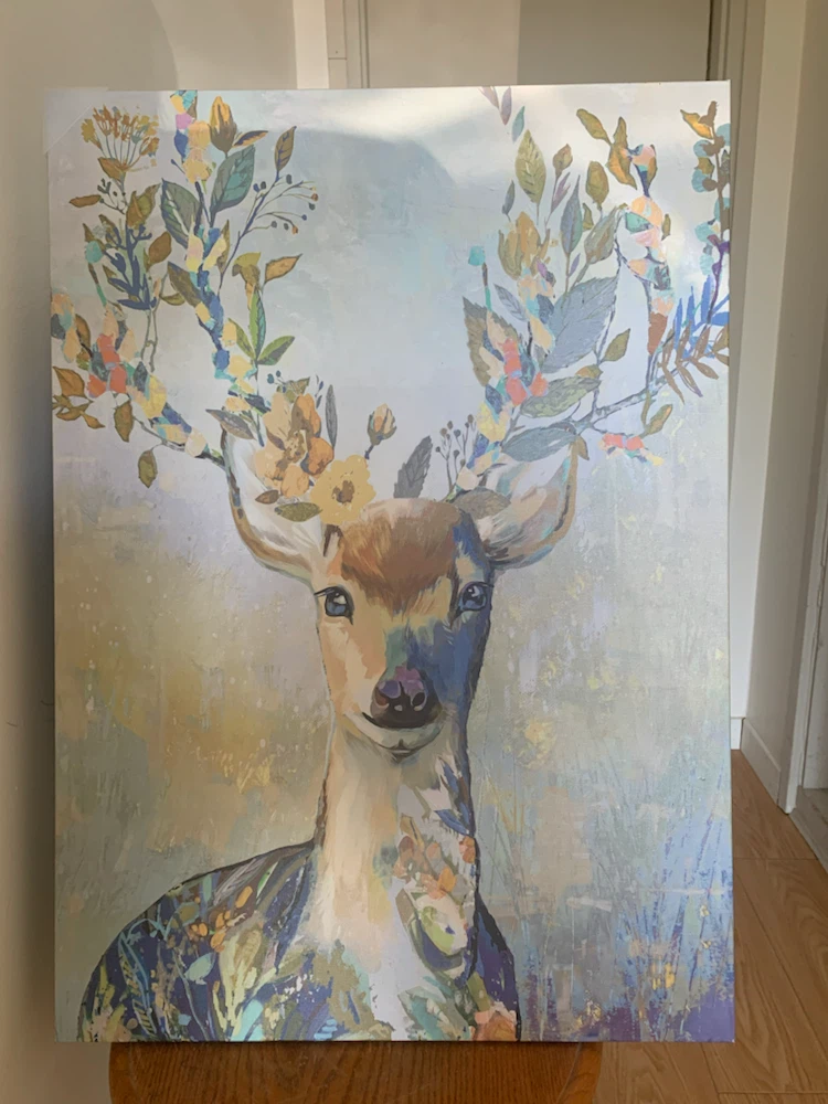 Floral Deer Wall Art Canvas