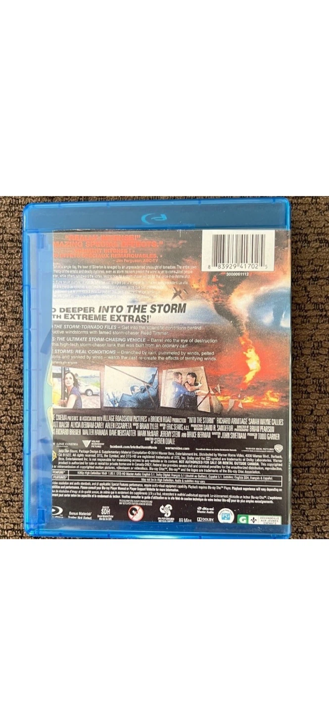 Into The Storm Blu-ray 2014 Warner Bros Disaster Action Movie - photo 3