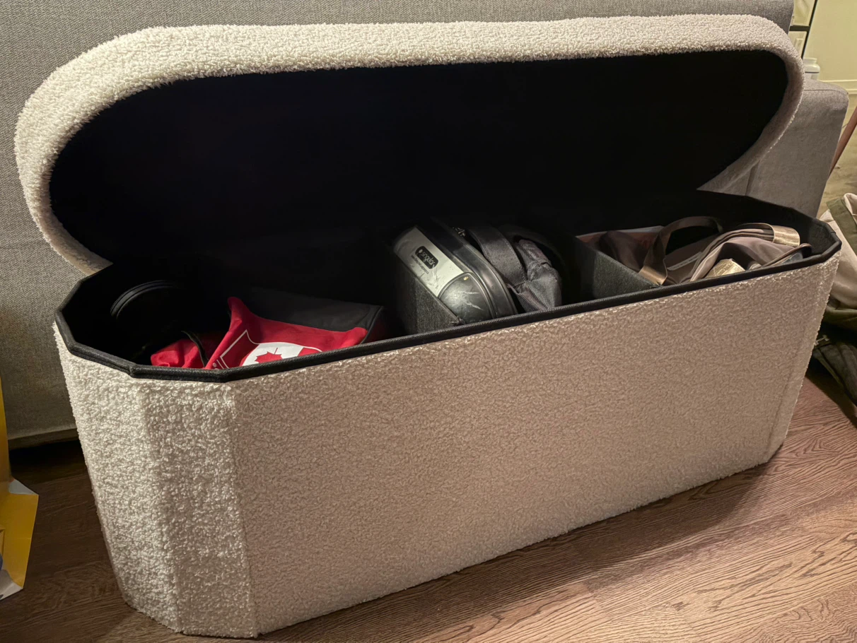 Cream Bouclé Storage Ottoman Bench - photo 2