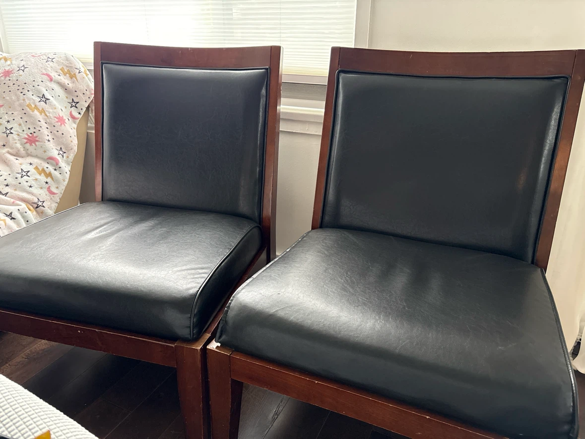 Set of 2 Dark Wood Dining Chairs