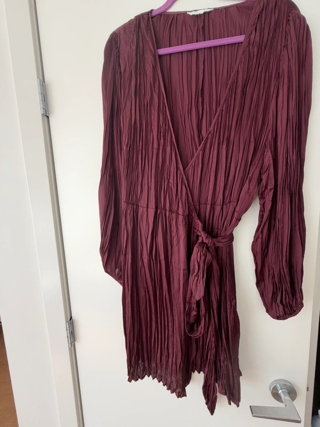 H&M Burgundy Long Sleeve Wrap Dress
