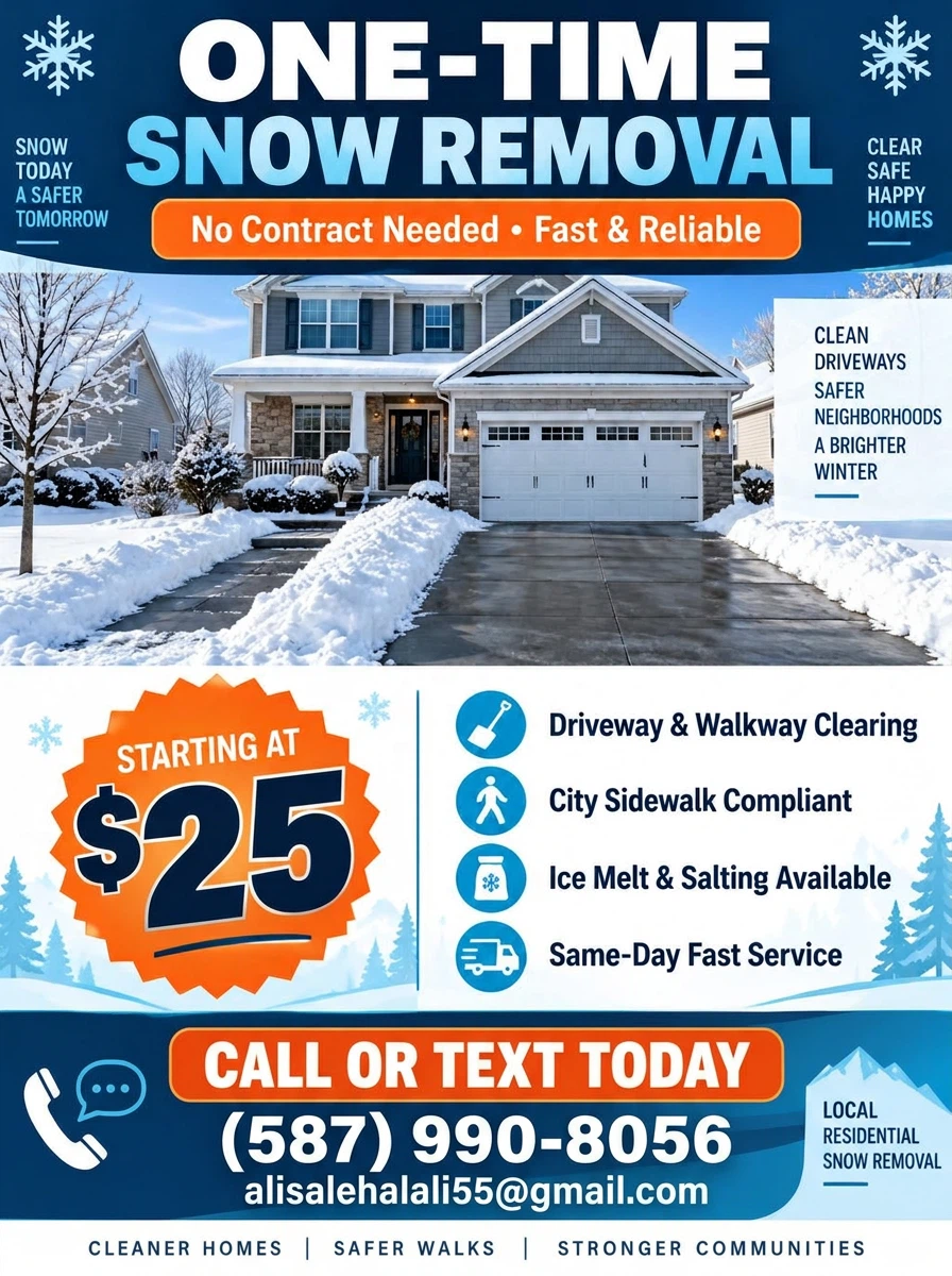 One time snow removal service