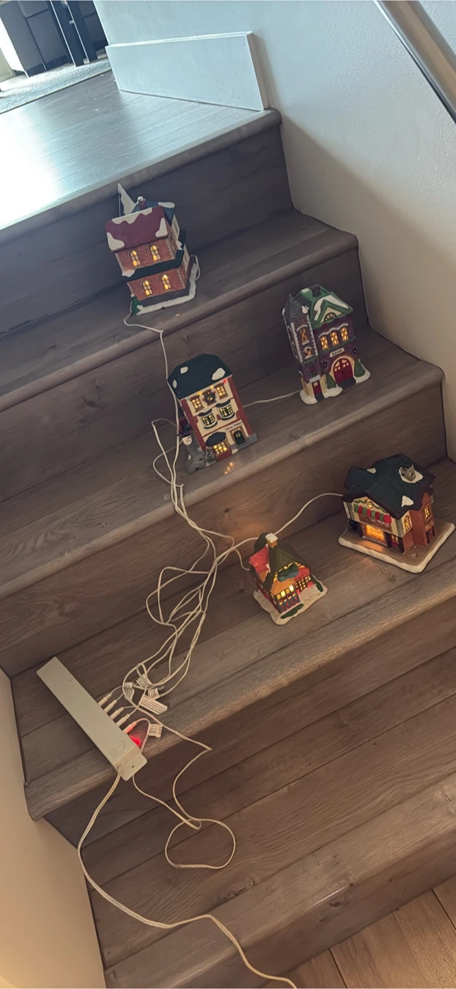 Set of 5 Lighted Christmas Village Houses