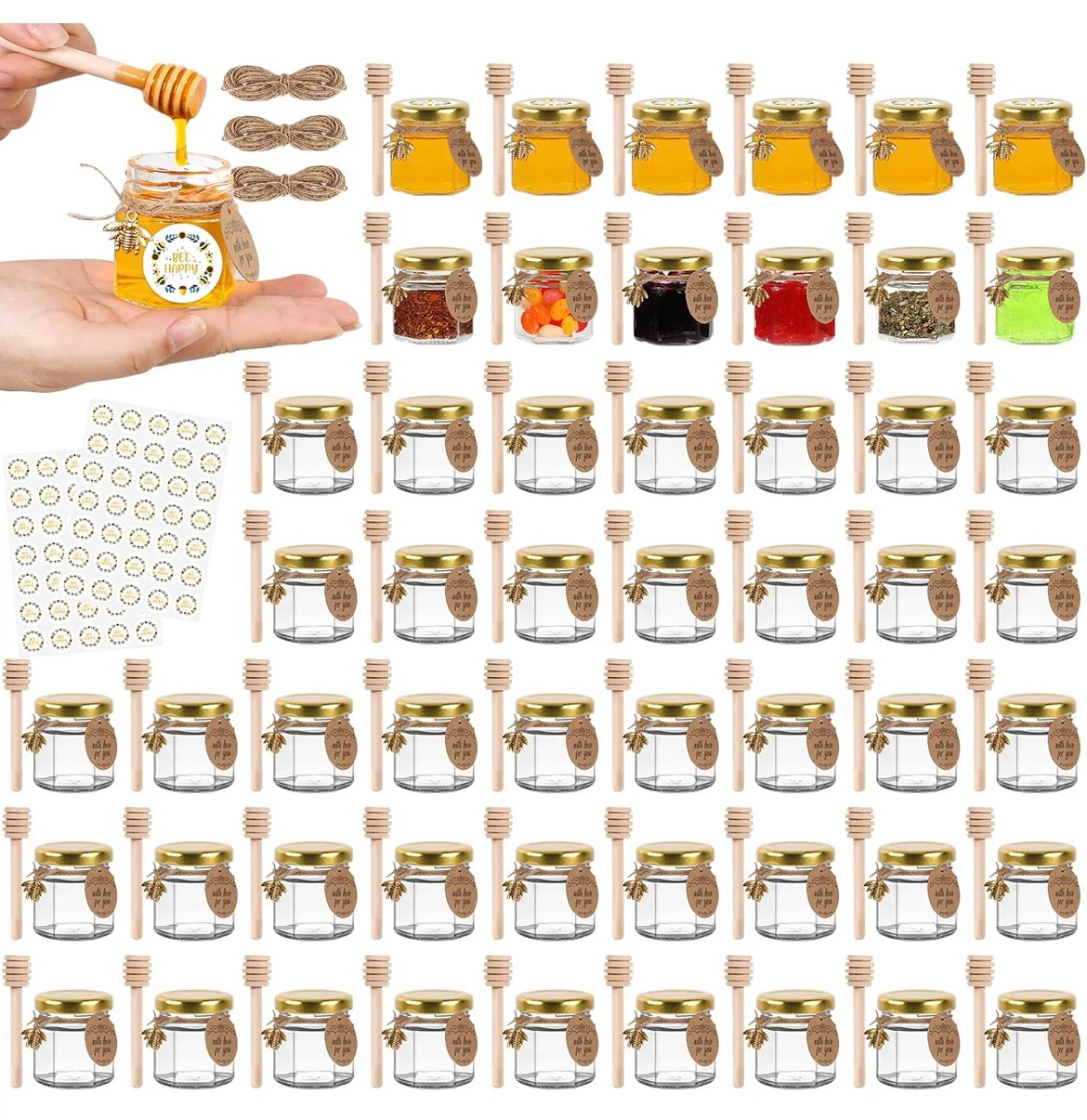 Mini Honey Jar Party Favor 48 Set