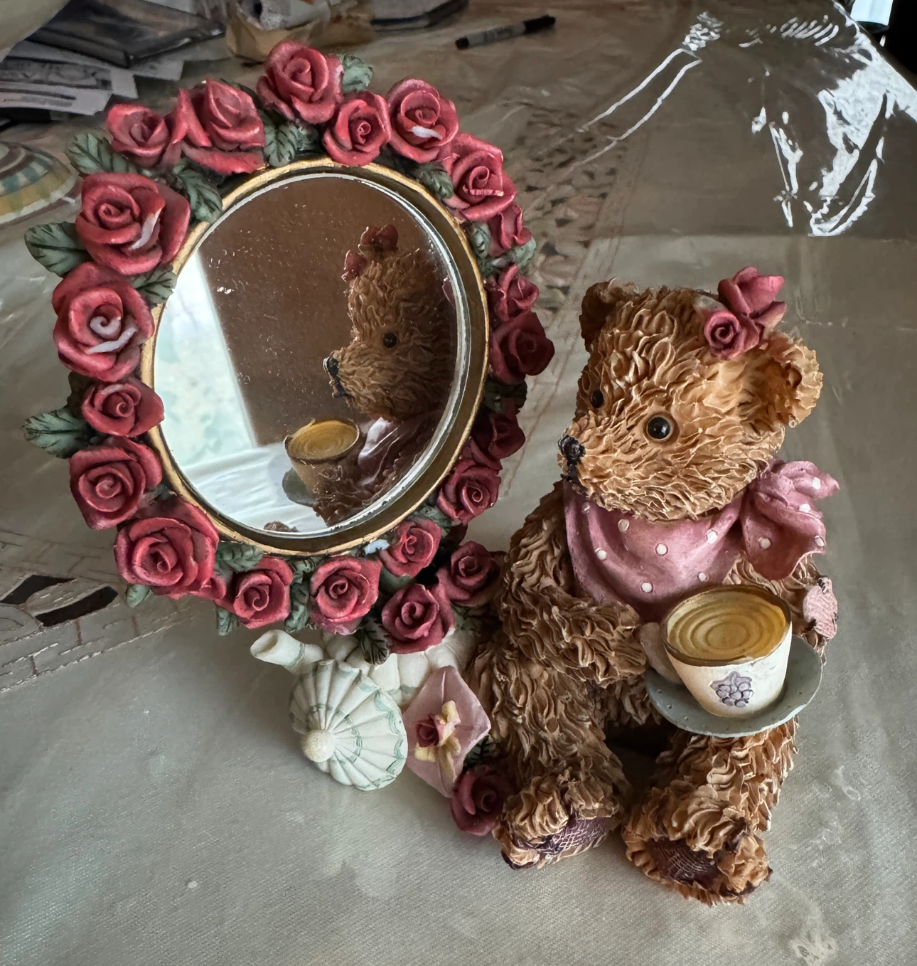 Cherison Bear Decorative Mirror with Floral Frame - photo 3