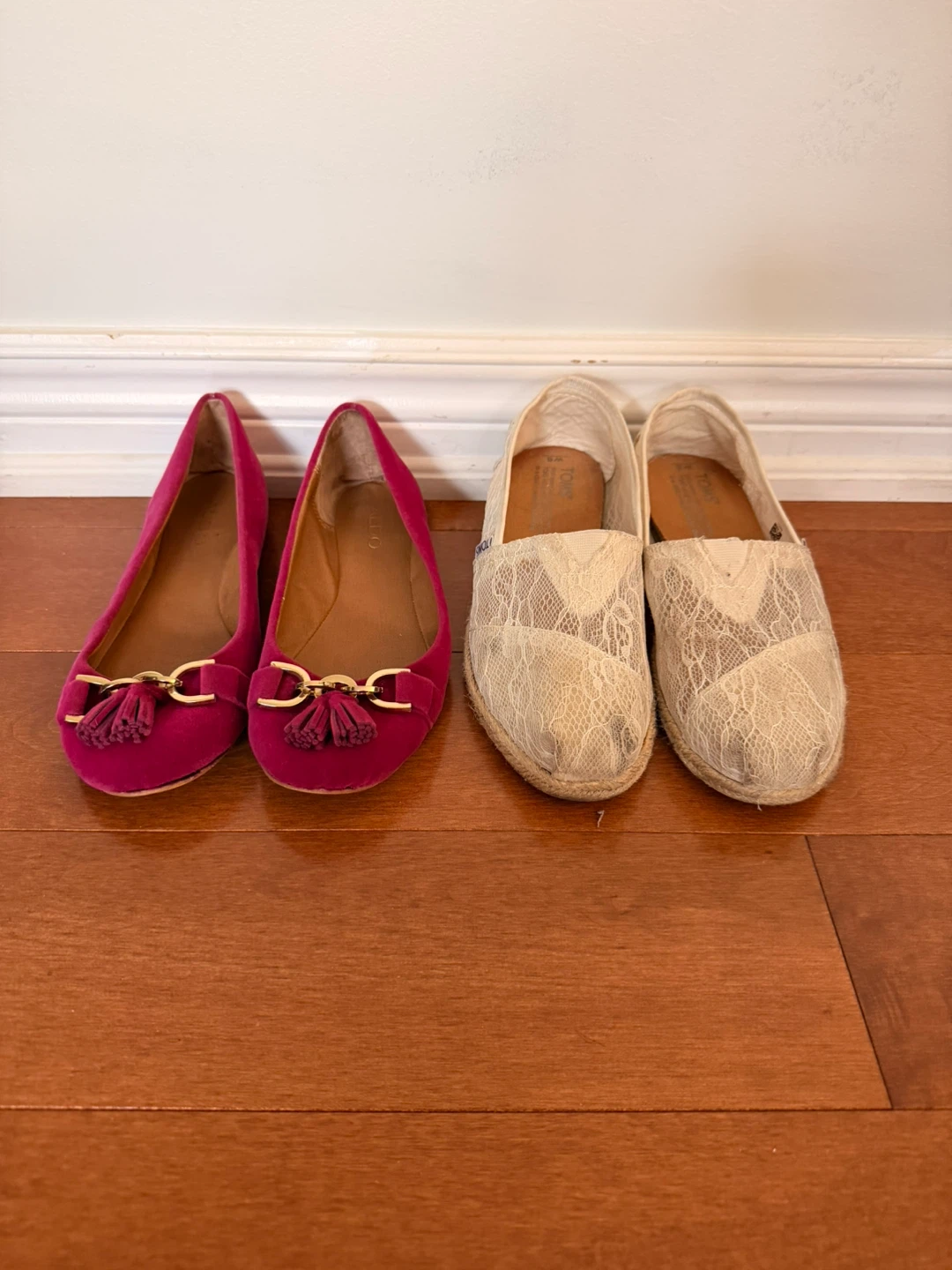 $5 for both!! Aldo Pink Flats and TOMS Lace Espadrilles