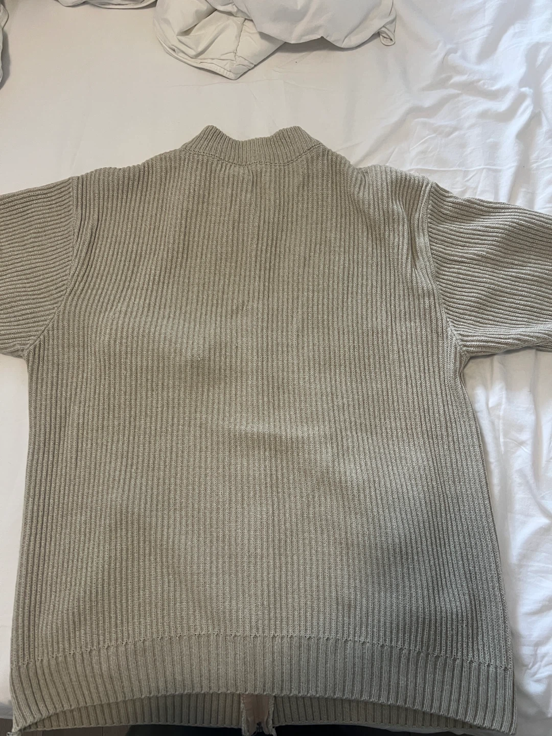 Beige Ribbed Zip-Up Sweater - photo 2