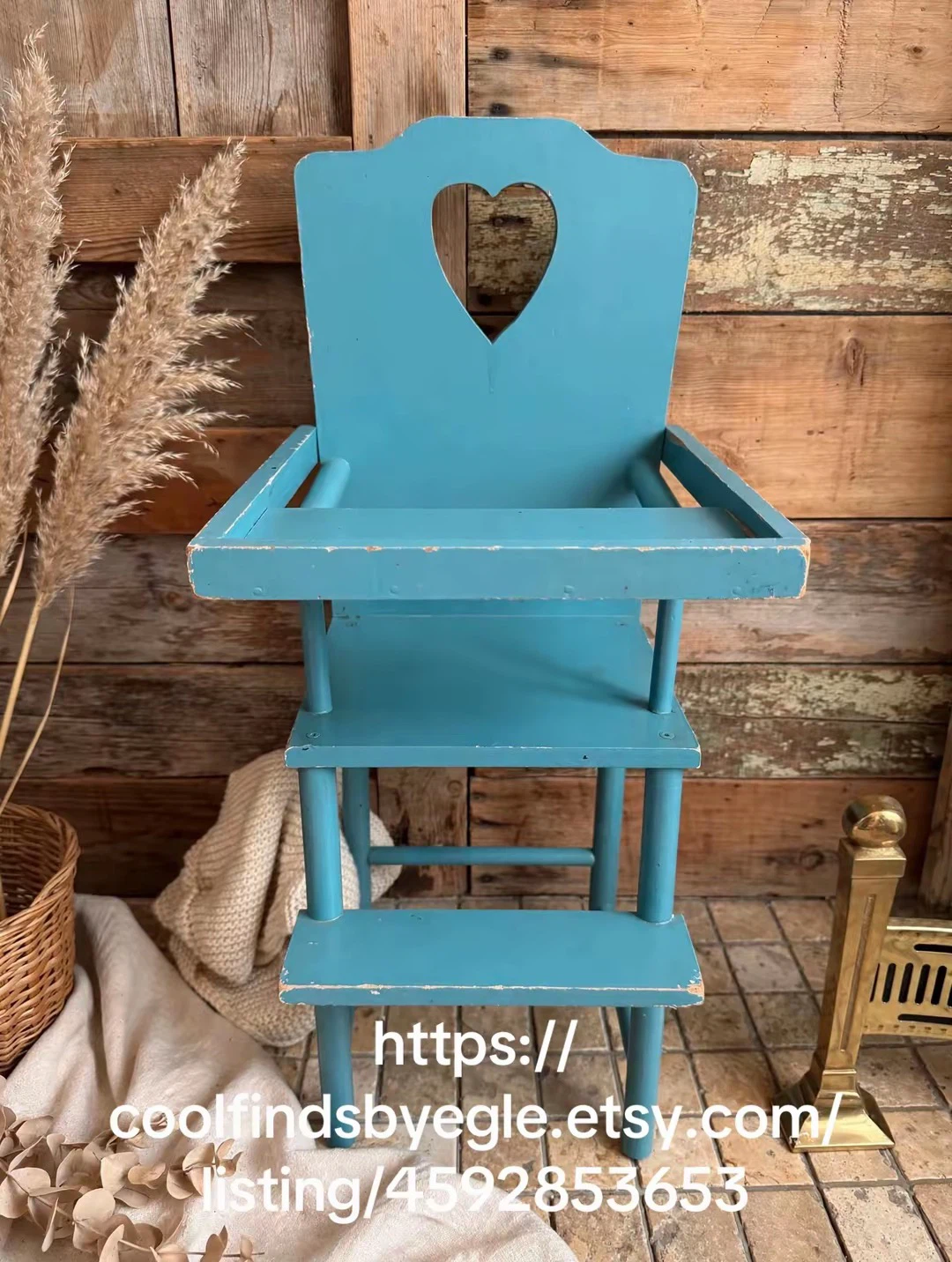 Vintage Wooden Doll High Chair