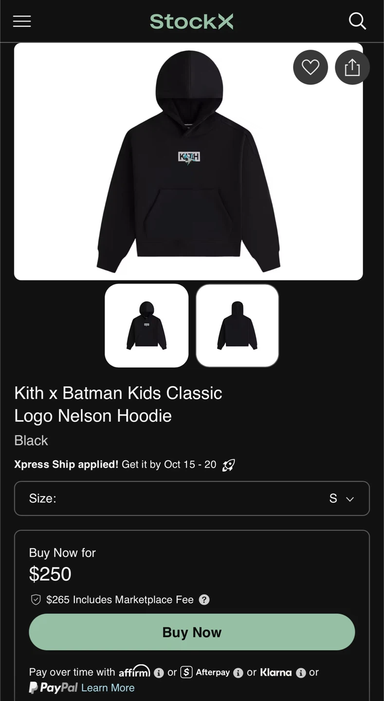 Kith Batman Black Hoodie (kids size L) - photo 4