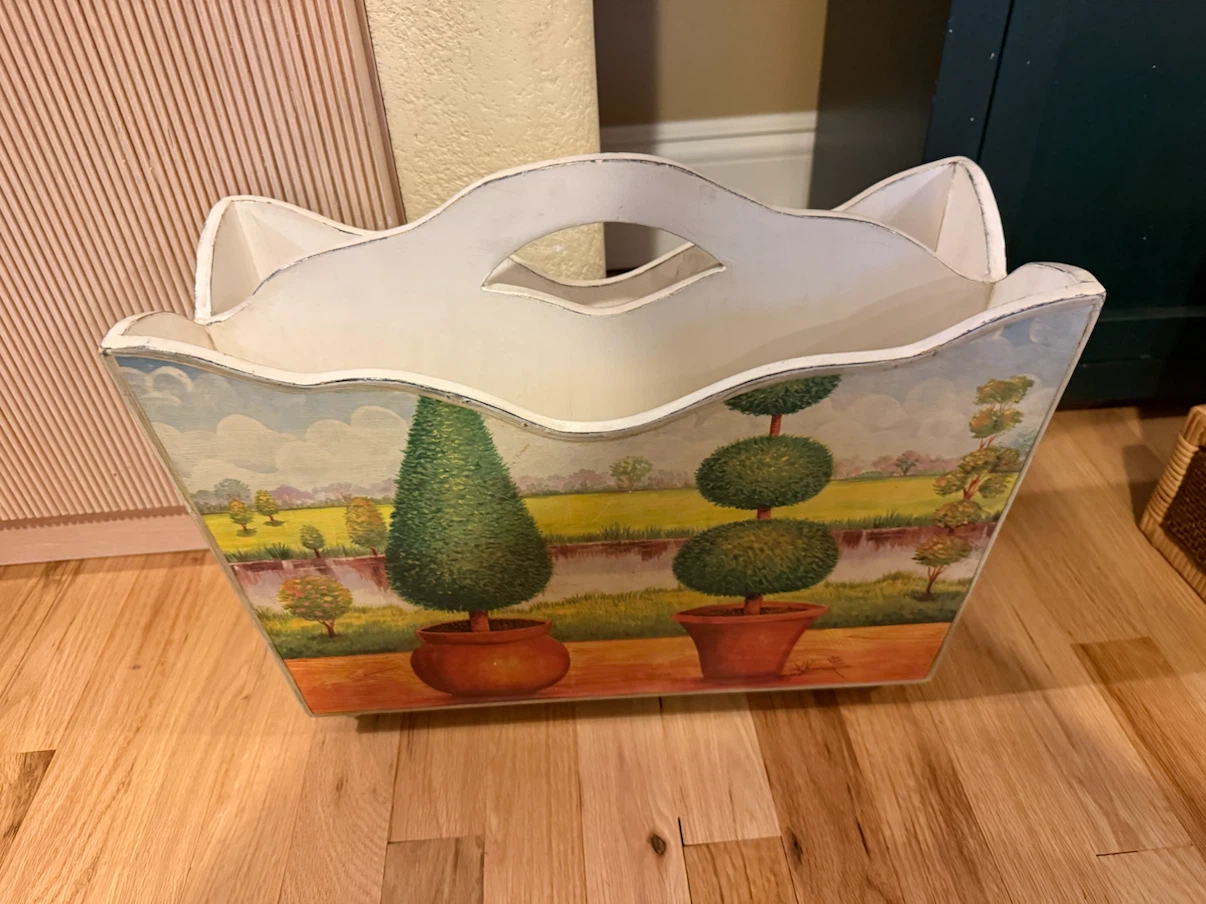 Painted Wooden Magazine Holder