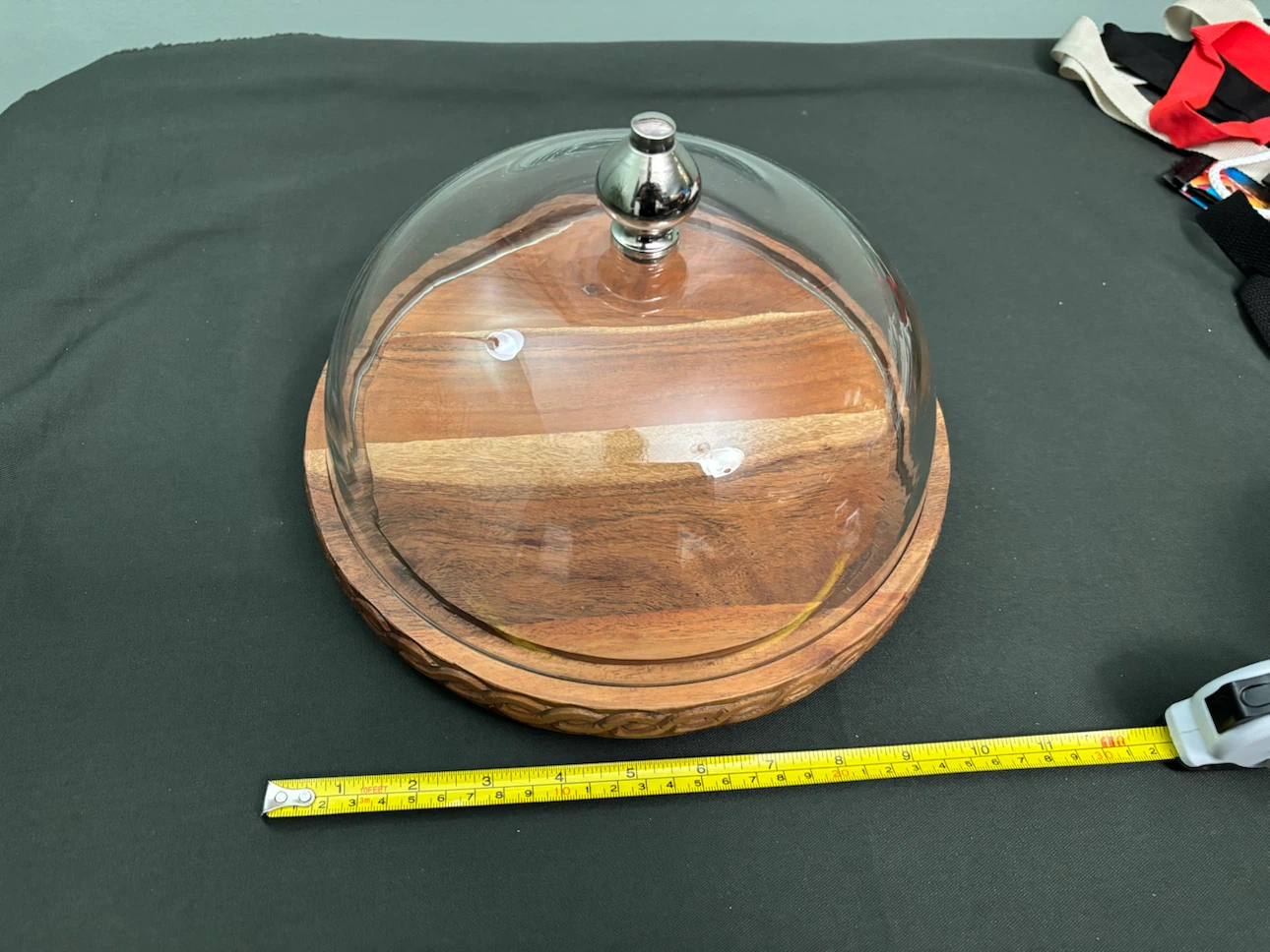 Acacia Wood Cheese Board with Glass Dome