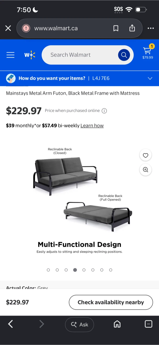Mainstays Metal Arm Futon - photo 2