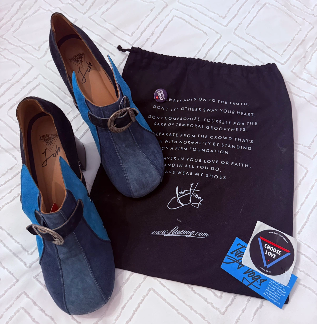John Fluevog Suede Clog Heels