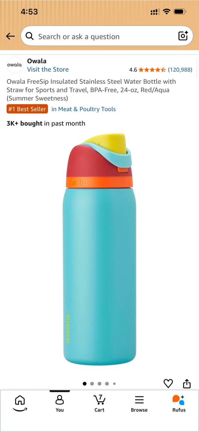 Owala FreeSip Insulated Water Bottle 24oz $38 - photo 2