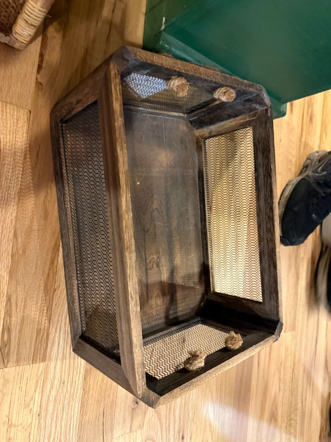 Rustic Wood and Wire Storage Crate