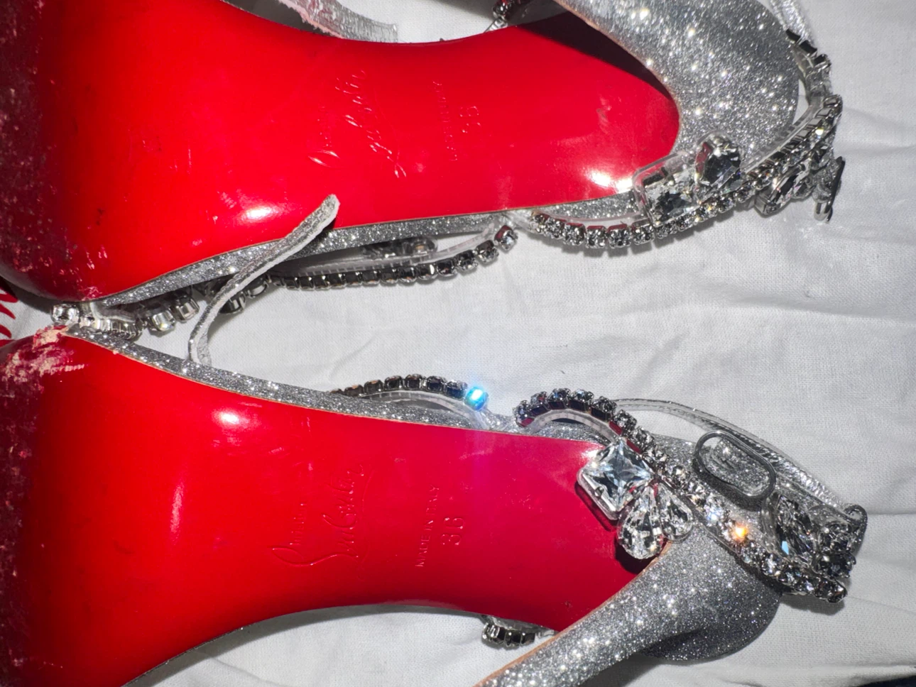 Christian Louboutin Silver Crystal Heels Size 36