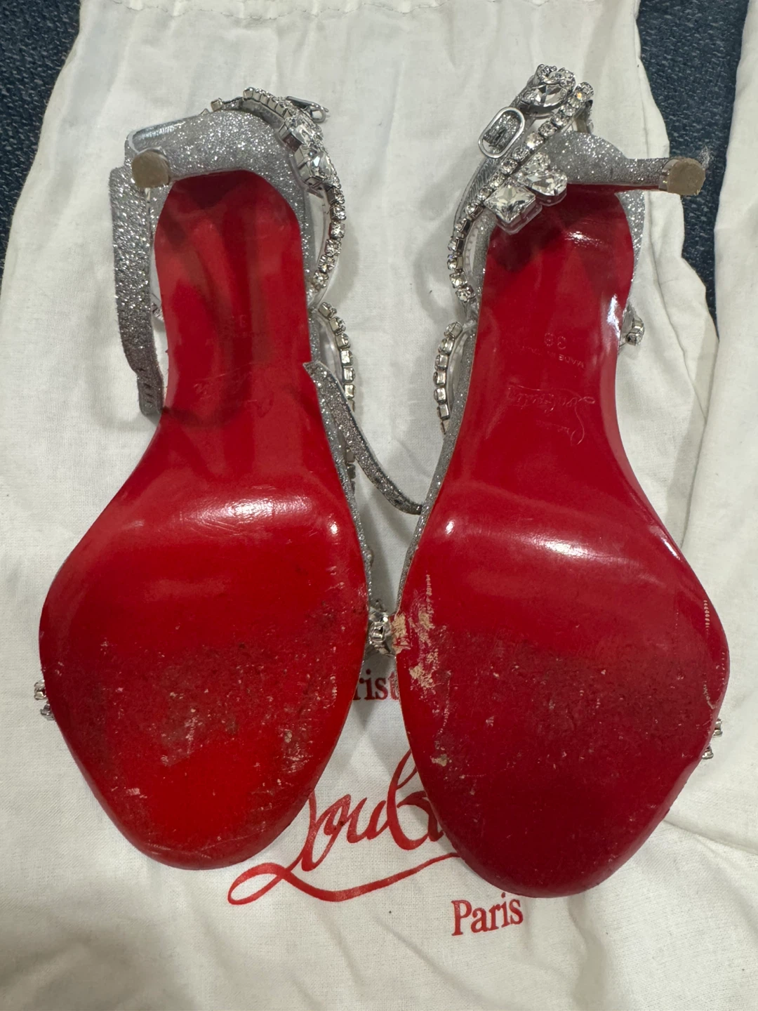Christian Louboutin Silver Crystal Heels Size 36 - photo 2