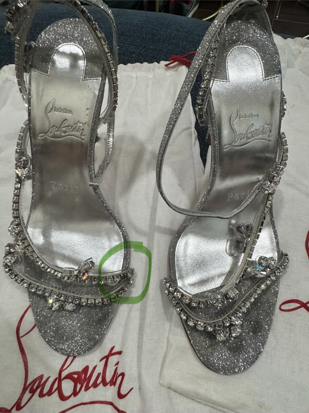 Christian Louboutin Silver Crystal Heels Size 36 - photo 4