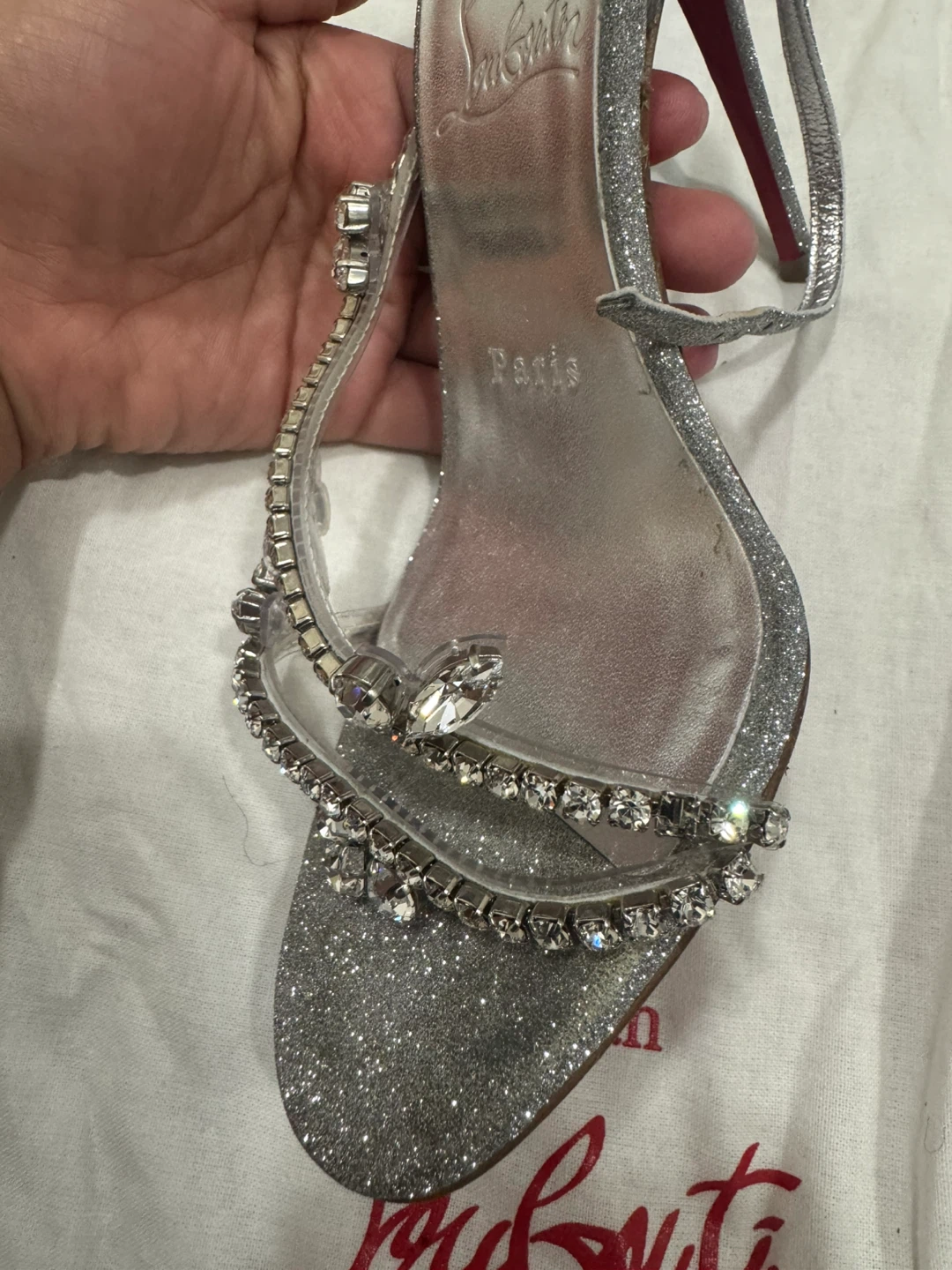 Christian Louboutin Silver Crystal Heels Size 36 - photo 5