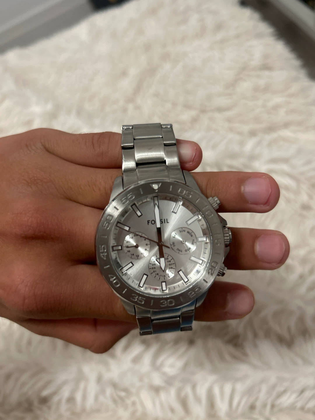 Fossil Silver Tone Chronograph Watch