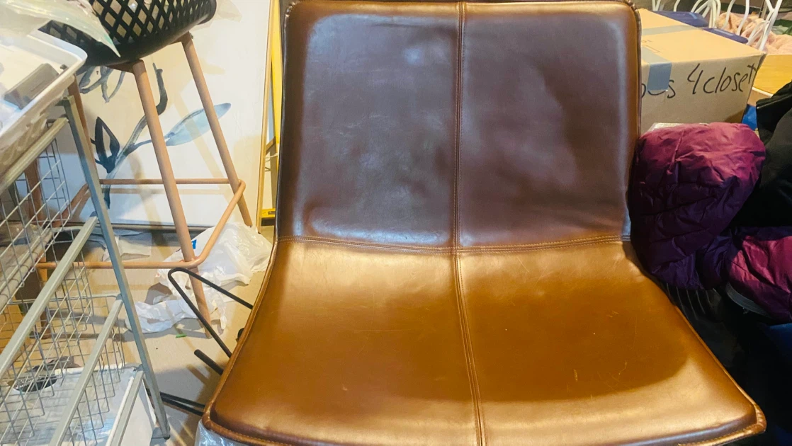 Tan Faux Leather Accent Chair
