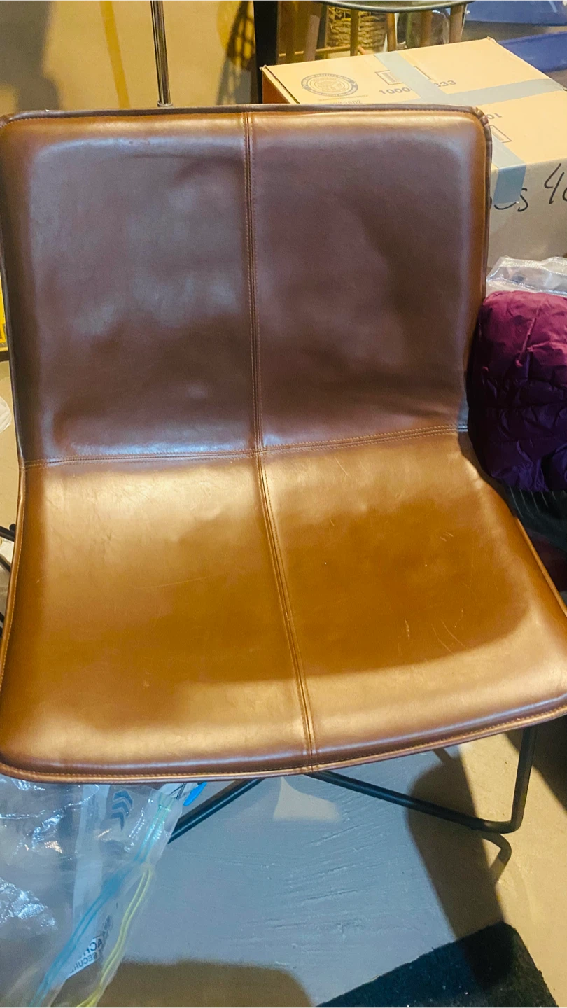 Tan Faux Leather Accent Chair - photo 3