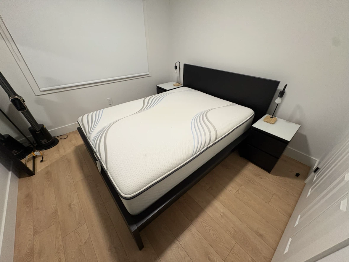 Modern Black Queen Bed Frame with Two Matching Nightstands