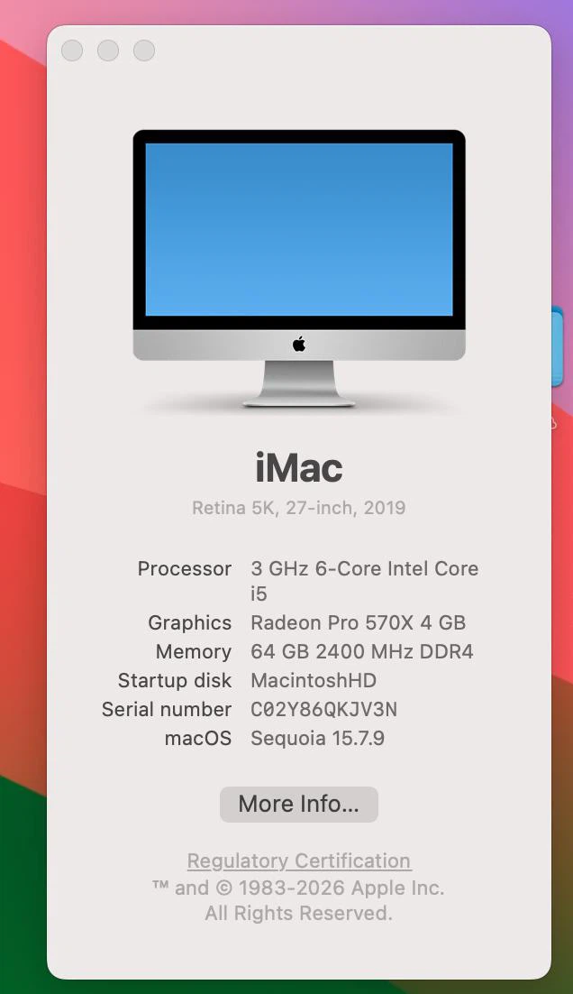 iMac 27 2019 64GB 5K 3TB