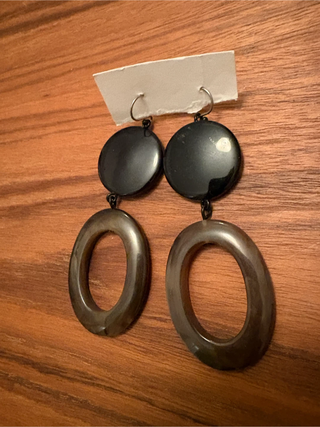 Black and Grey Resin Drop Earrings
