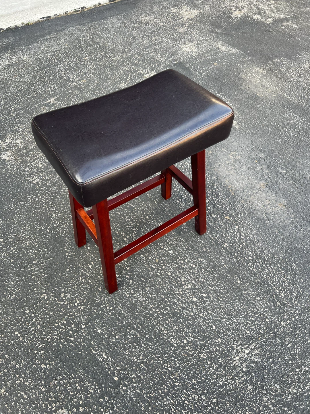 Dark Brown Leather Look Stool - photo 2