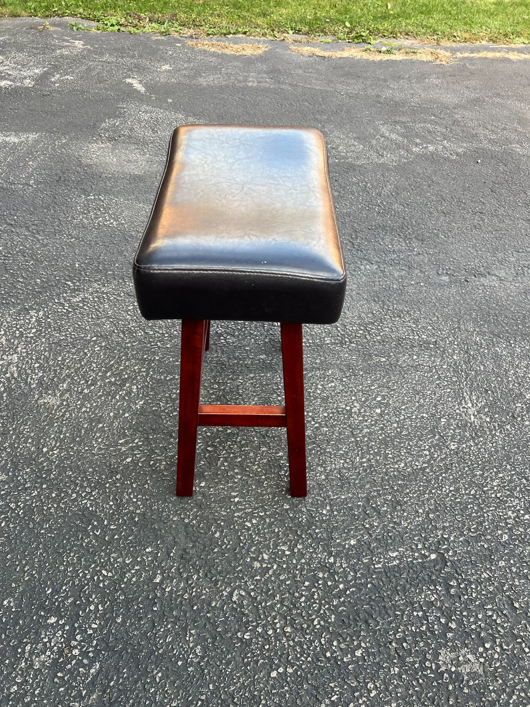 Dark Brown Leather Look Stool - photo 3