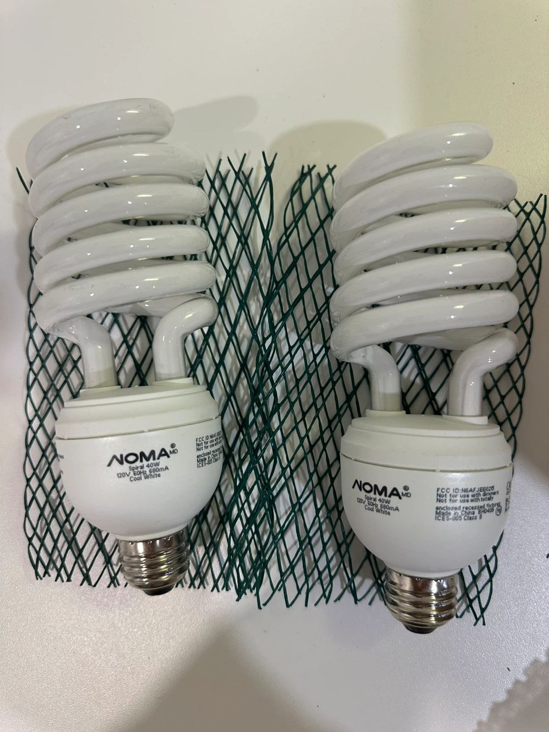 2 Noma 40W Cool White Spiral Light Bulbs