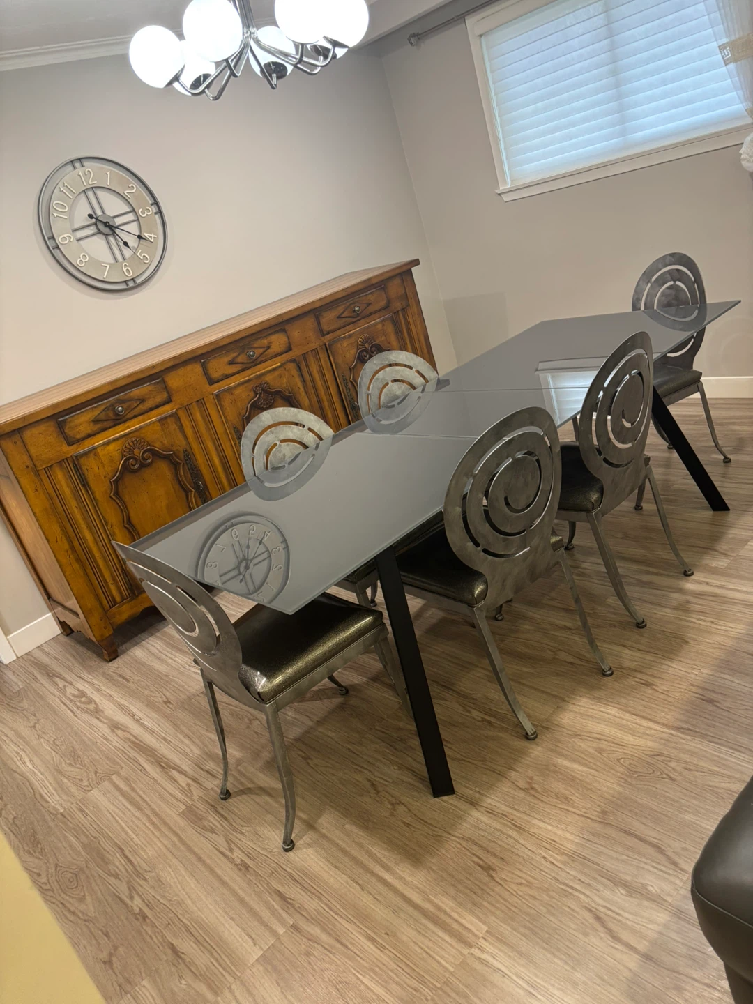 Luxury Modern Glass Dining Table + 7 Chairs – Like New – - photo 2