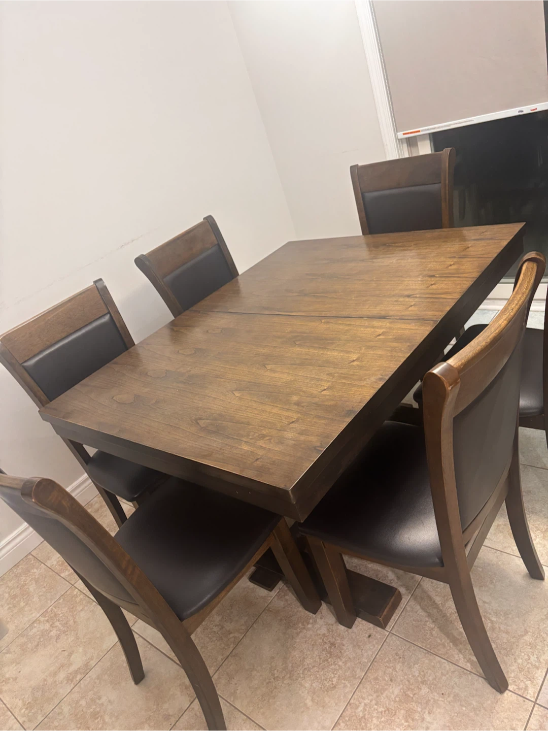Extendable Wooden Dining Table with 6 Chairs - photo 2