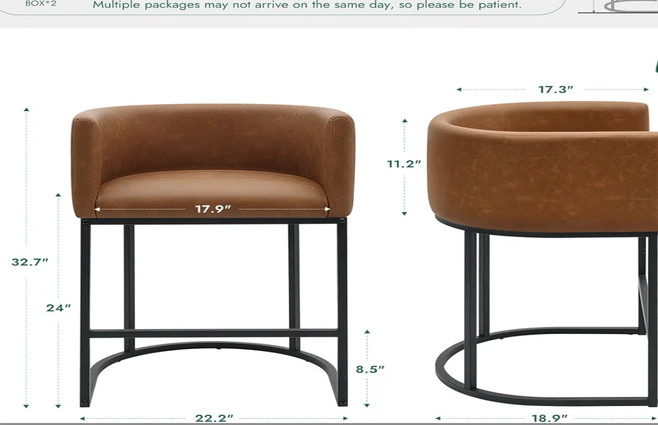 Set of 2 Brown Faux Leather Bar Stools - photo 2