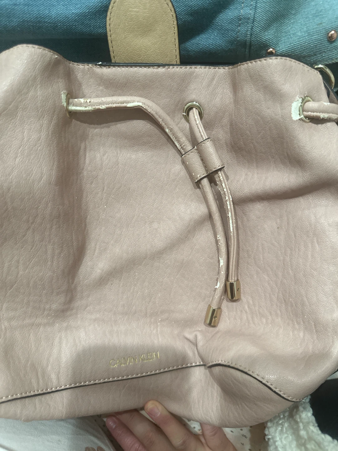 Calvin Klein blush pink bucket bag