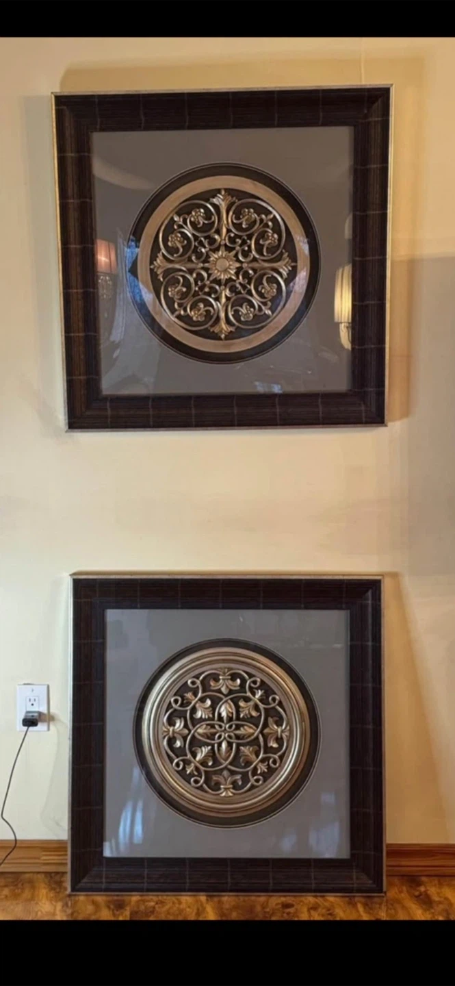 Set of Two Ornate Framed Wall Art Pieces