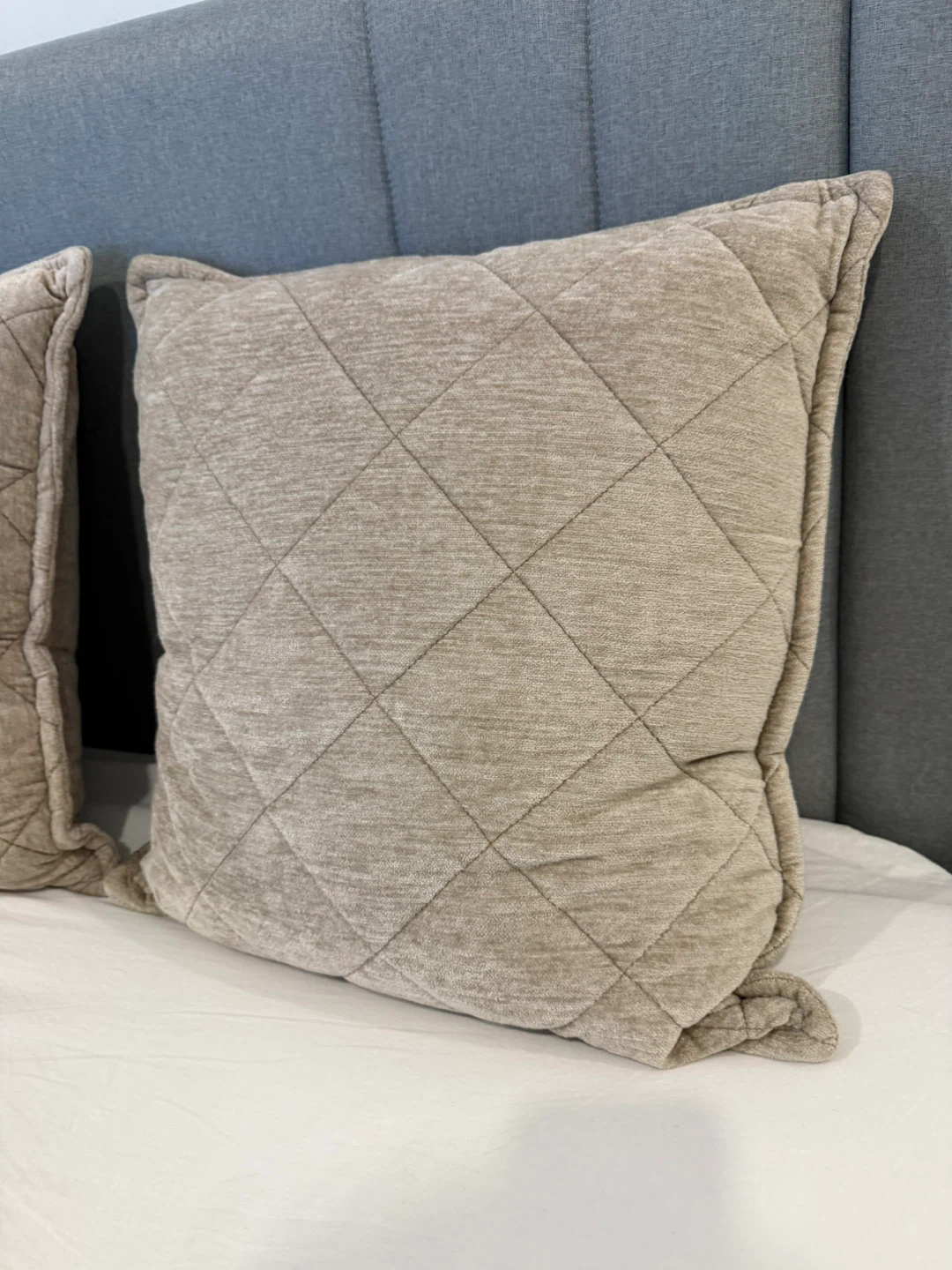 Set of Two Quilted Beige Throw Pillows - photo 2