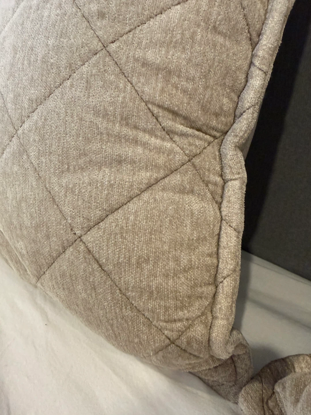 Set of Two Quilted Beige Throw Pillows - photo 3
