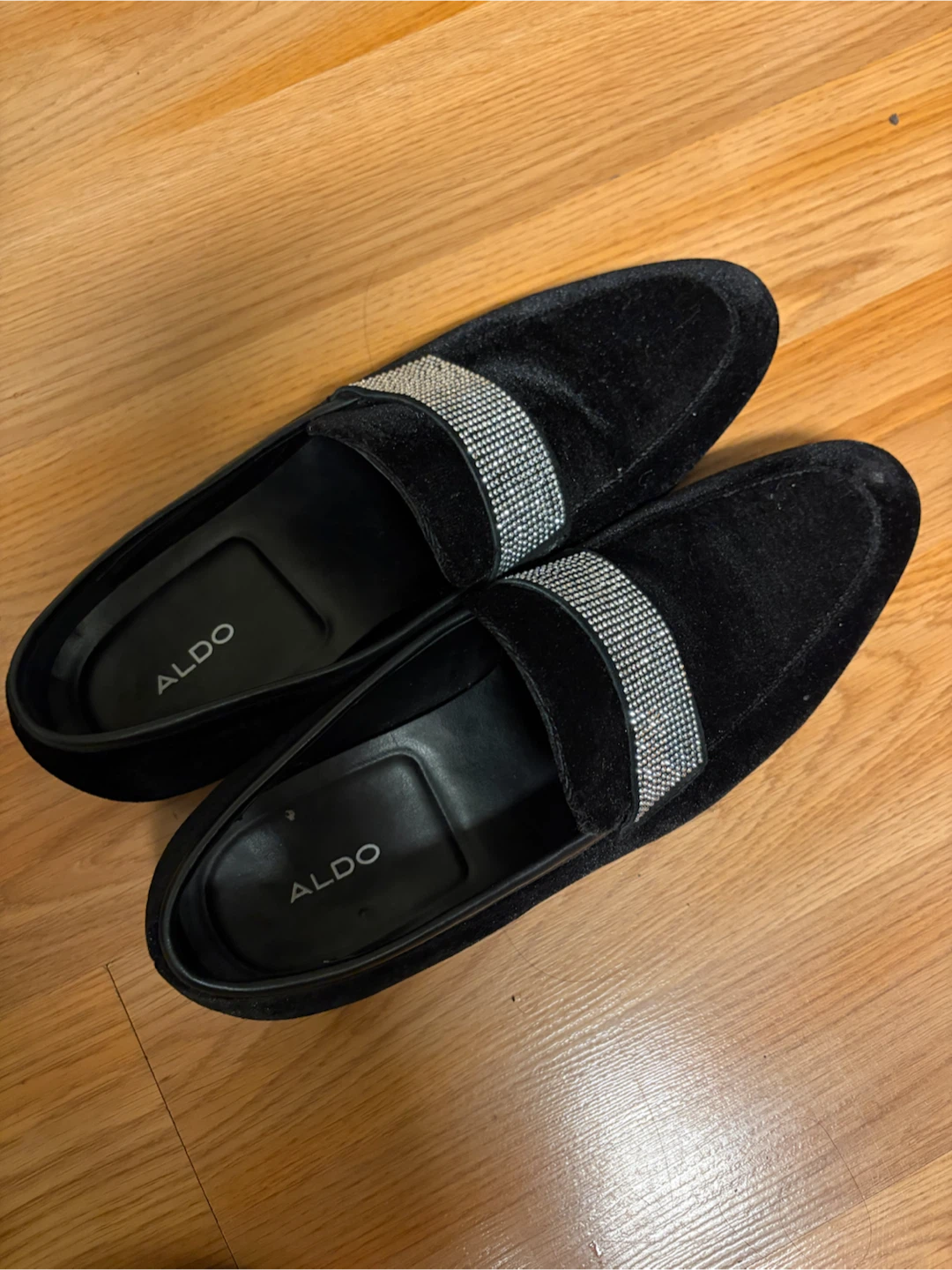 ALDO Black Velvet Loafers with Rhinestone Detail - photo 2