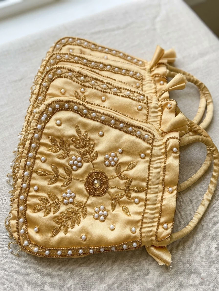 Handcrafted Gold & Pearl Bridal Purse