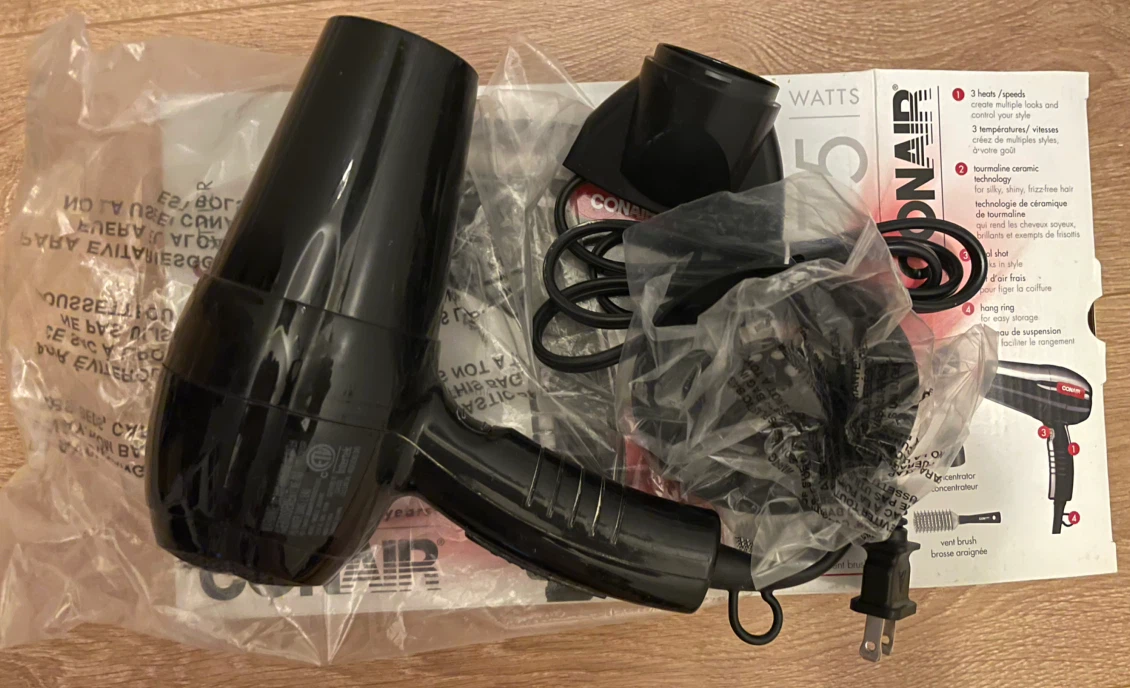 Conair Hair Dryer with Concentrator and Vent Brush