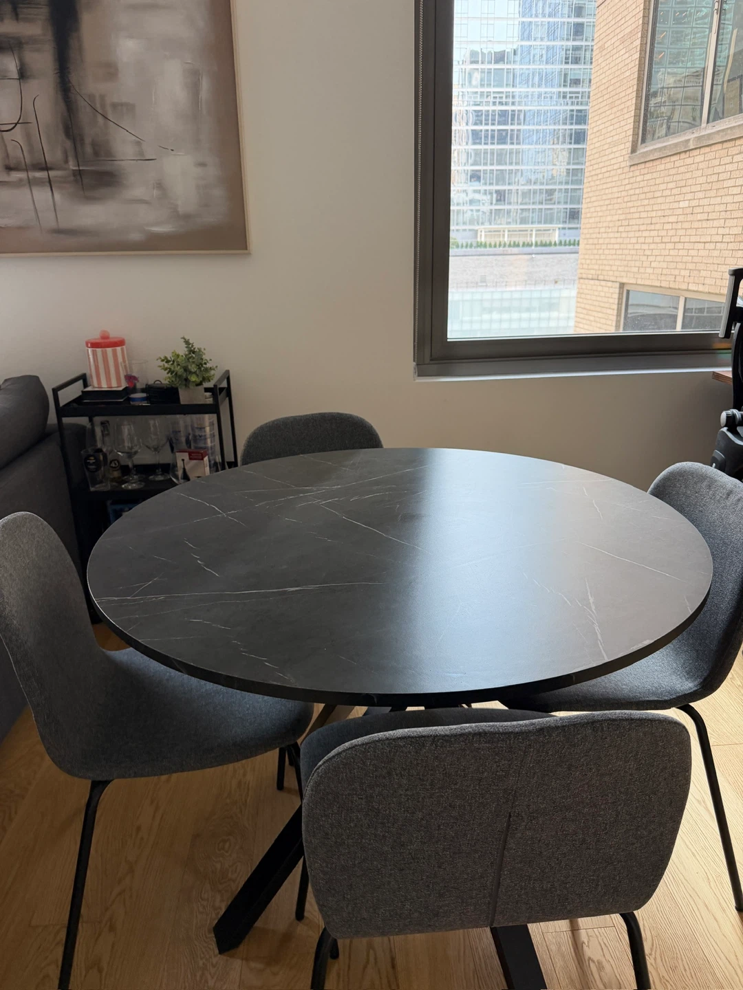 Round Dining Table and 4 Chairs Set - photo 2
