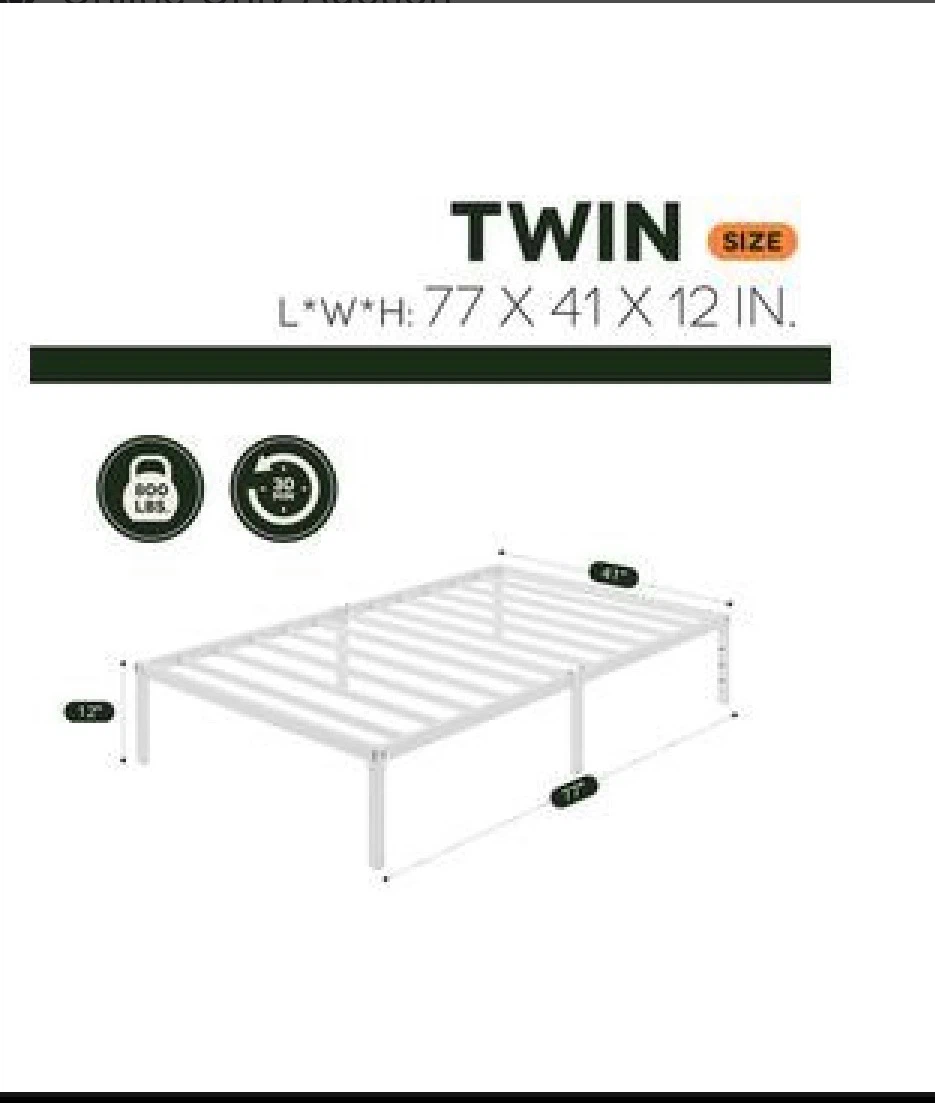 Twin Size Metal Platform Bed Frame