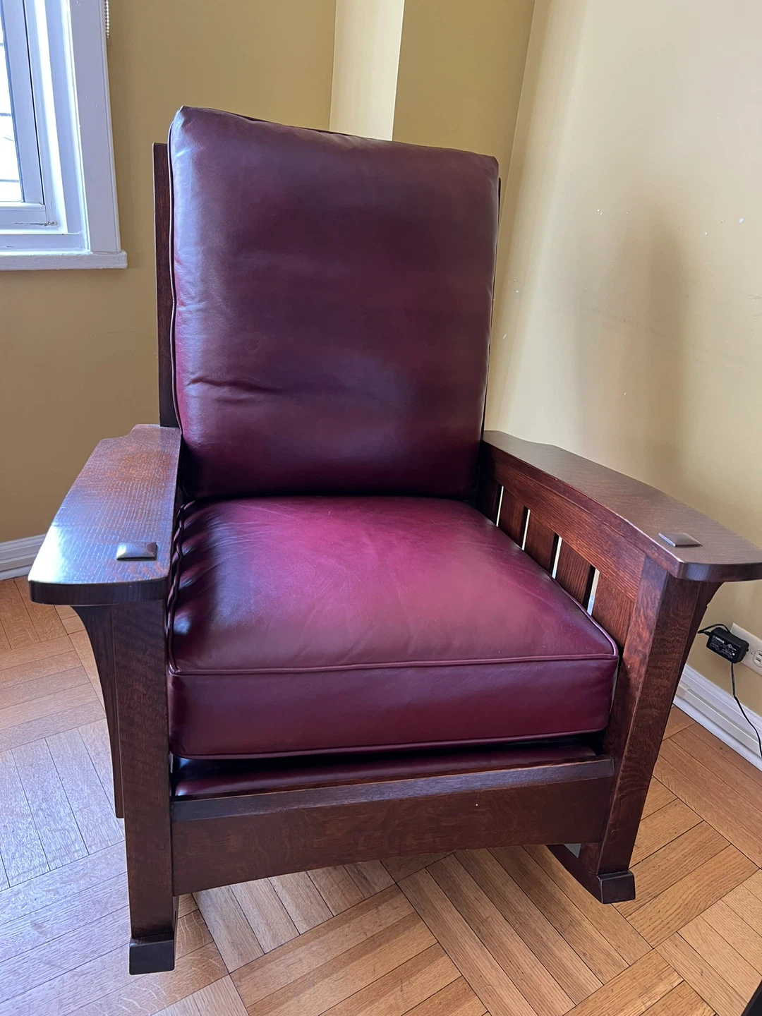 Mission Style Oak Leather Rocking Chair
