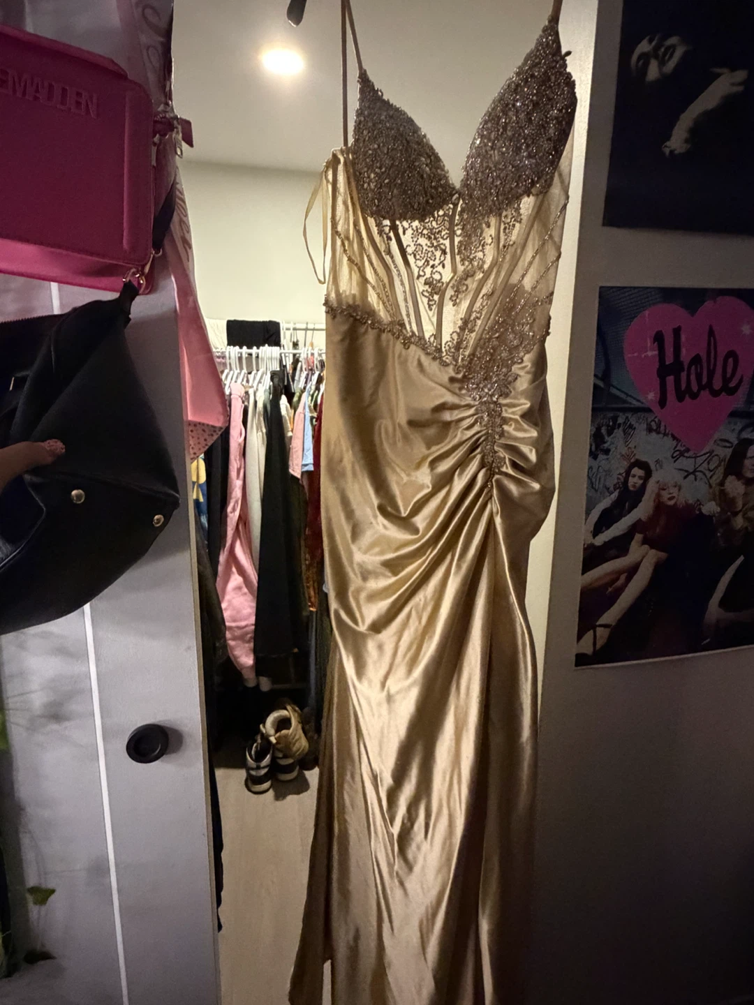 Gold Beaded Prom Gown