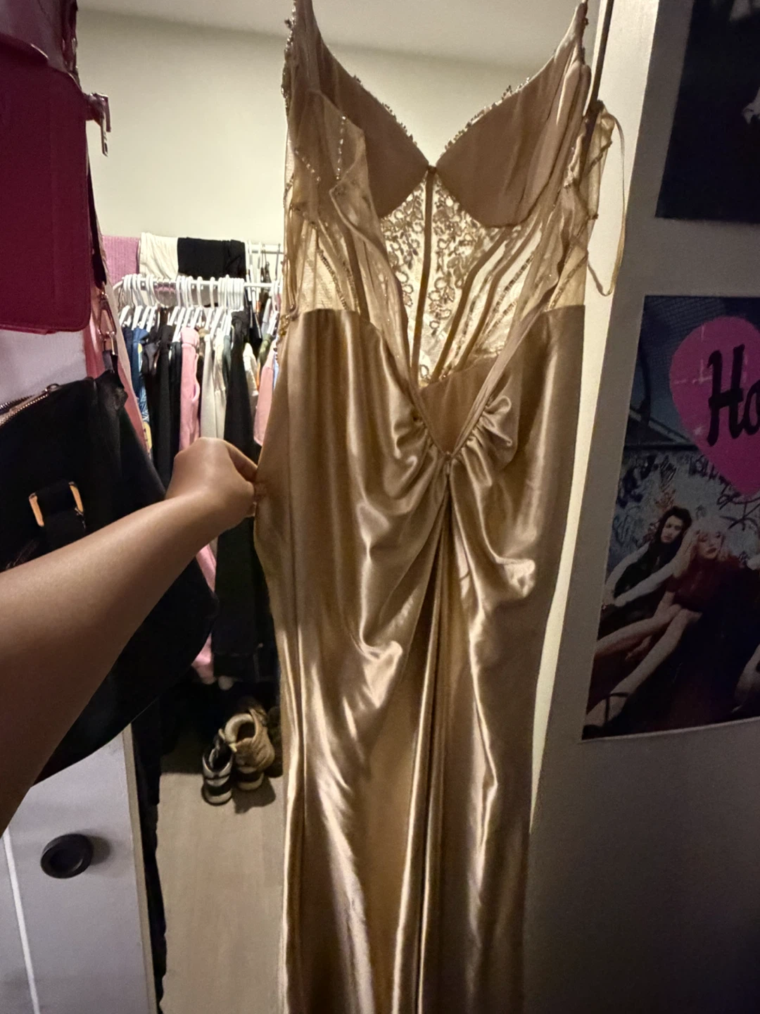 Gold Beaded Prom Gown - photo 3