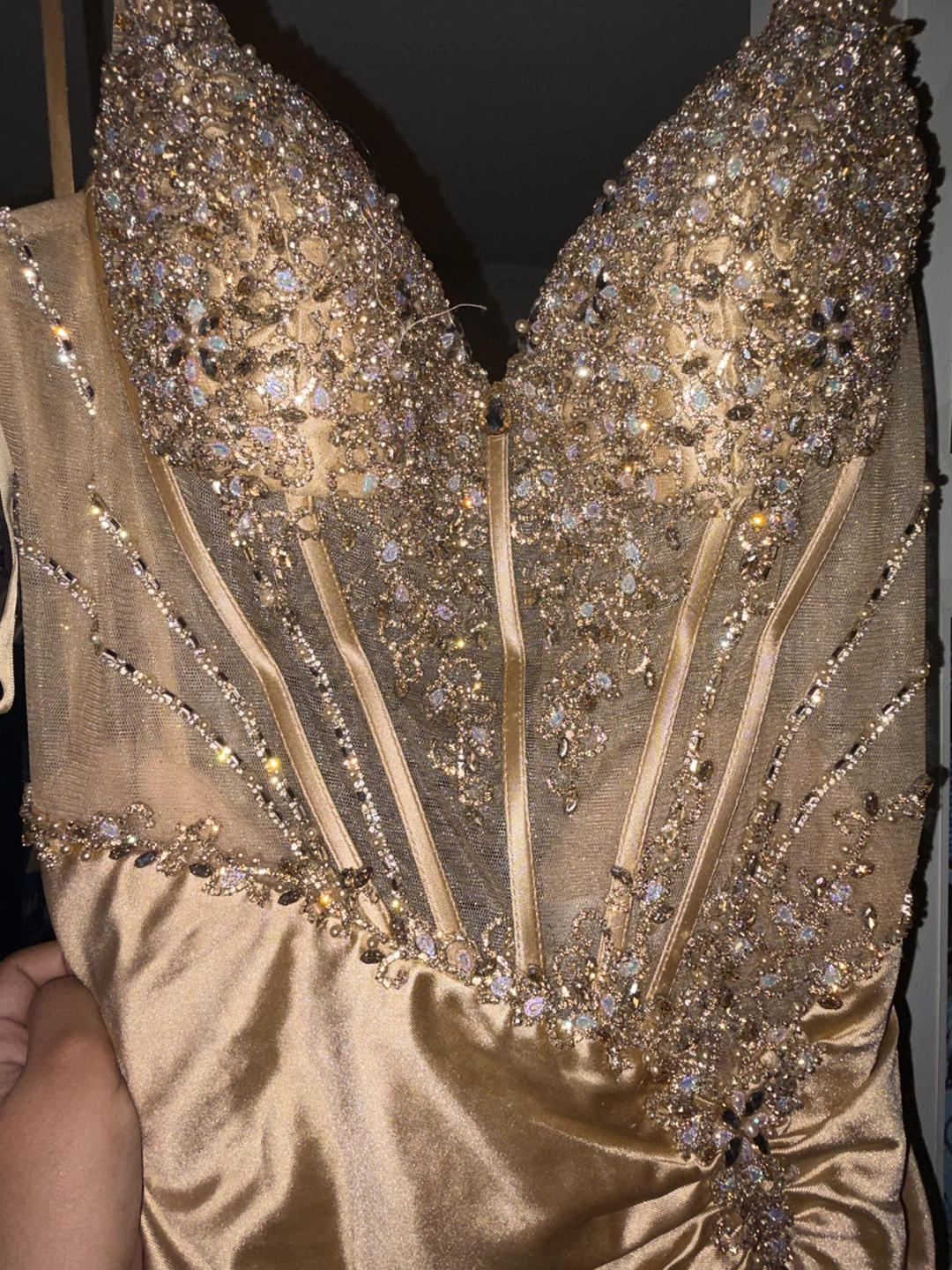 Gold Beaded Prom Gown - photo 4