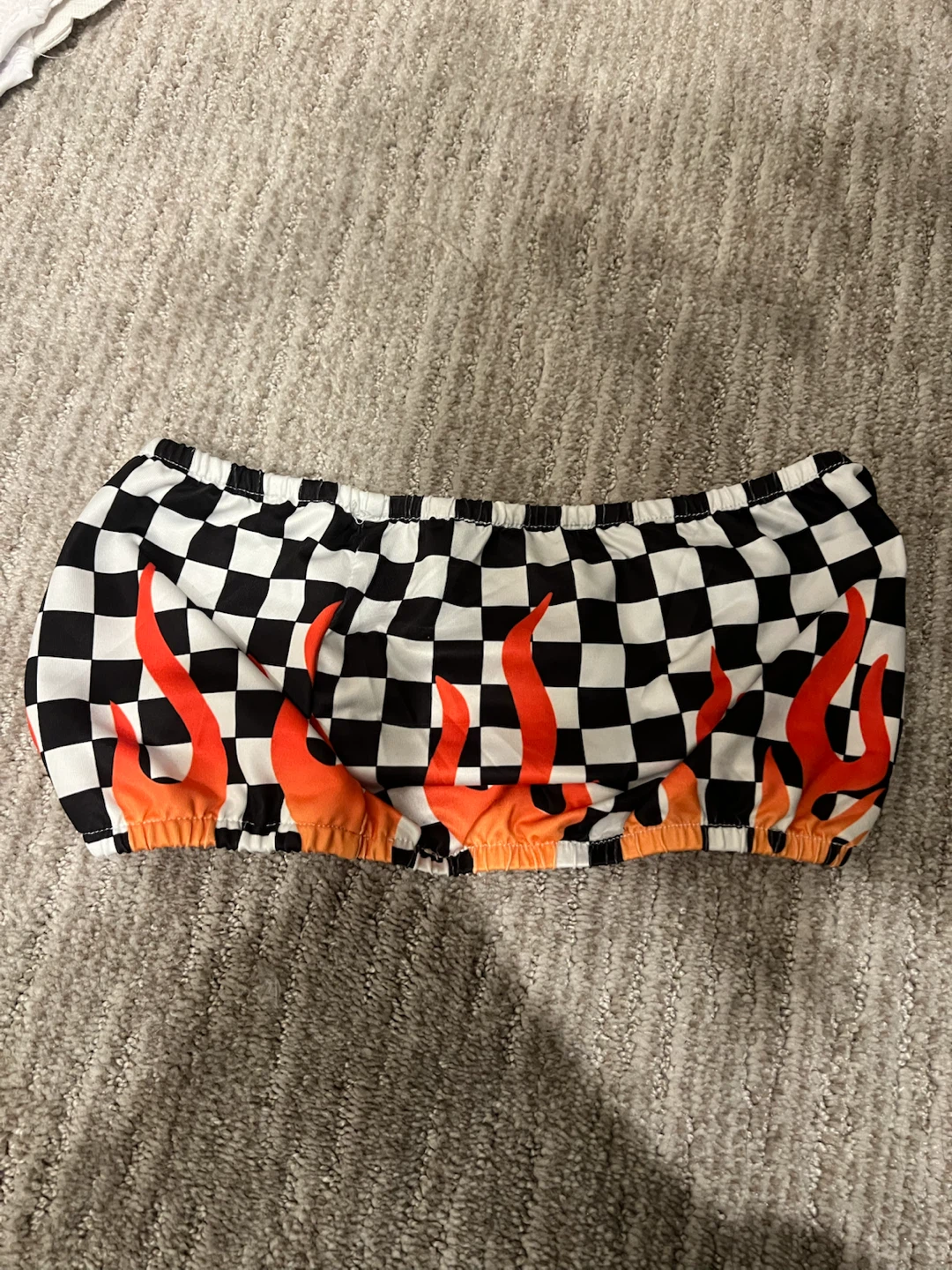 Checkered Flame Print Tube Top (Racer girl)